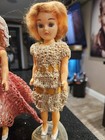 Vintage 1950   s Hard Plastic Female Doll Blinking Eyes Crocheted Dresses Lot Of 3