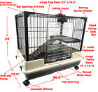 2-tiers Indoor Guinea Pig Rabbit Bunny Ferret Kitten Rolling Cage Hutch House