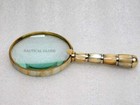 Brass Magnifying Glass 3 lens Vintage Mother Of Pearl Handle Reading Book Gift