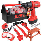 Kids Tool Set With Electric Drill Pretend Play Construction Toy Kit 55pcs Box B