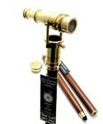 Nautical Spy Telescope Style Brass Handle Wooden Cane Walking Stick Antique Gift