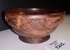 Vintage Pedestal Exotic Wood Bowl Hand Turned Carved