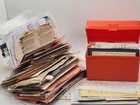 Vintage Hand Written Recipes   Recipe Box And A Stack Of Cut Out Recipes Mixed