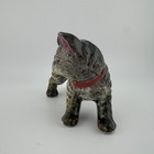 Vintage Ceramic Grey Tabby Kitten Figurine Red Collar Glossy Hand Painted Cat
