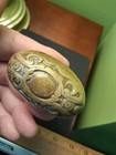 Vintage Heavy Solid Ornate Oval Brass Door Knobs Threaded Spindle Handle  1 Lb 