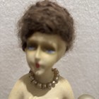 Vtg  Lady Shaped Porcelain Half Doll Pin Cushion Or Sewing Doll  Hat Pins  Old