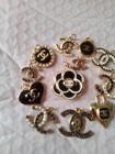 Lot Of 12    14-30 Mm Stamped  Zipper Pull Designer Button  Chanel Charm 