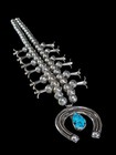 Vintage Navajo Pearl Turquoise Naja Squash Blossom Sterling Silver Necklace 30 
