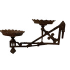 Antique Eastlake Double Wrought Iron Kerosene Oil Lamp Wall Bracket Metal Vtg