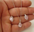 Pendant   Earring Set 7 20 Ct Pink  White Lab Created Diamonds Sterling Silver