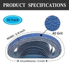 30 Pcs 3 8 X 13 Inch Zirconia Sanding Belts  3 8x13 Sanding Belts 40 Grit For   