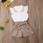 Toddler Baby Girls Summer Outfits Ruffle Sleeveless Tops shorts Clothes Set