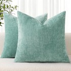  Chenille Throw Pillow Covers 18x18 Inch Set Of 18  X 18   pack Of 2  Aqua Haze
