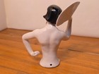 Rare Antique German Porcelain Half-doll Flapper With Fan