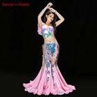 Bellydance Clothes Sexy Long Dress Sequin Womens Belly Dance Outfits Bra skirt 