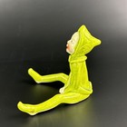Vintage Green Pixie Elf Figurine Ceramic Sitting Chartreuse Sprite