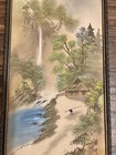 Vintage Original Signed Japanese       Silk    landscape Art Painting Fabric 24   