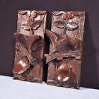 Pair Of 7  French Antique Highly Carved Corbels trim brackets Solid Oak Wood