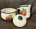 New Old Stock Vintage Apple Pattern Casuals Sugar   Creamer Retro Mint   