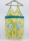 Vtg Cottagecore Bib Full Apron Green Floral Cotton Farmhouse Kitchen Retro Xx08