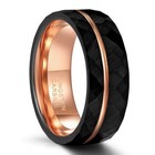 4mm 6mm 8mm Tungsten Rings For Men   Women - Black rose Gold Stacking Bands  Com