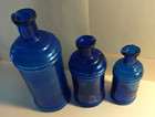 Lot Of 3 Stafford s Cobalt Blue Ink Bottles W  Spouts   Quart  16 Oz    8 Oz 