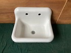 Antique 24  Cast Iron White Porcelain High Back Single Basin Wall Sink 256-25e