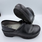 Dansko Professional Womens 38 Black Leather Clogs Slip On Work Nursing Shoes