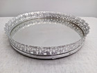 Vtg French Vanity Tray Round Wedding Mirror Silver Filigree 10    Perfume Jewelry