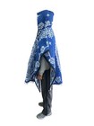 Mexican Poncho With Hood  Virgen De Guadalupe  Blanket  One Size  Royal Blue