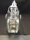 Oil Vinegar 6oz Square Glass Cruet Set Stainless Steel Tops Caddy Restaurant