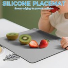 Light Gray Silicone Baby Toddler Edge Table Placemat Mat 12x10 Inch Multiuse