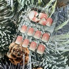 Press On Nails Short Coffin  24pcs Full Cover Reusable False R545 Halo Dyeing