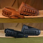 Set Of Leather Rifle shotgun Buttstock With Ammo Sling For 22lr 30 30 12ga 30-06