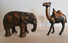2 Pc Vintage Cast Iron Elephant   Camel Coin Banks- Hubley  Ac Williams 