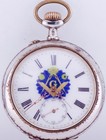 Antique Pocket Watch French Masonic Lecoultre Caliber  Fancy Enamel Dial C1890 s