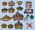 Iron-on Embroidered Patches Crown Money Bag Flower Cherry Hat Bag Emoji Jacket