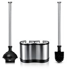 2 Pk-bathroom 2in1 Toilet Bowl Cleaning Brush   Plunger Scrubber Stainless Steel