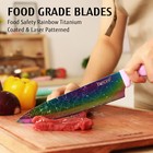 14-piece Kitchen Knife Set With Wooden Block Rainbow Titanium Coated Chef Knives