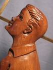 Antique Pit Sawed   Hand Carved 1-piece Solid Walnut Sculpture Boy Kneeling 