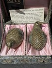 Chinese Suhai Antique Enamel Export Sterling Silver Kwelin Quail Trinket Boxes