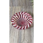 Vintage Murano Red   White Striped Cane Mcm Art Glass Bowl
