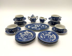 Sears Blue Willow Childs Tea Set In Box - Made In Japan - 22 Pcs  4 Pcs Missing 