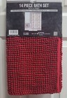 Shower Curtain Hooks And Red Rug Bath Set - New 