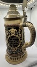 9 In High Antique German Student Lidded Beer Stein With A Funny Drinking Poem