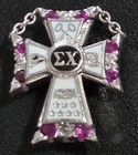Sigma Chi Vintage White Gold  Diamonds  Rubies Stunning Fraternity Pin  - Wow 
