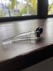 Antique Cut Glass Horn Shaped Perfume Bottle Sterling Silver Lid