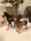 Vintage Porcelain Horse Figurines Japan 4 5    3 75    Mini Brown Horses Lot Of 2