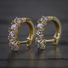 Men s Iced 14k Yellow Gold Plated Sterling Silver Hinged Hoop Huggie Earrings