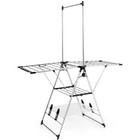 2-layer Gray Metal Free Standing Foldable Drying Rack W hanging Bar 2 Height-adj